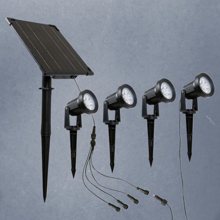 Solar Panel with 4 LED Floodlights for Outdoor Use | Canarlight