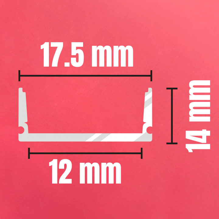Perfil de superficie para tira LED de hasta 12mm (14mm) | Canarlight