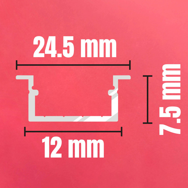 Perfil empotrable para tira LED de hasta 12mm (7.5mm) | Canarlight
