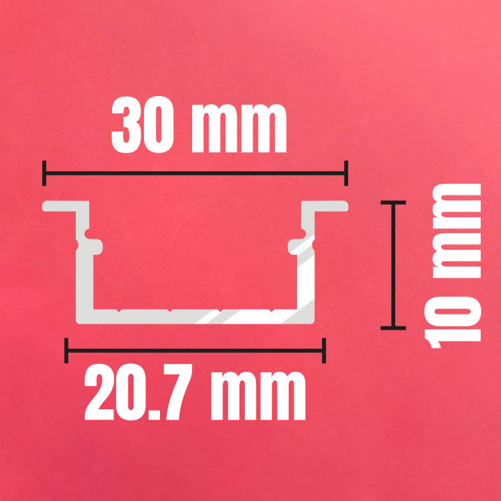 Recessed Profile for LED Strip (10mm Height) | Canarlight