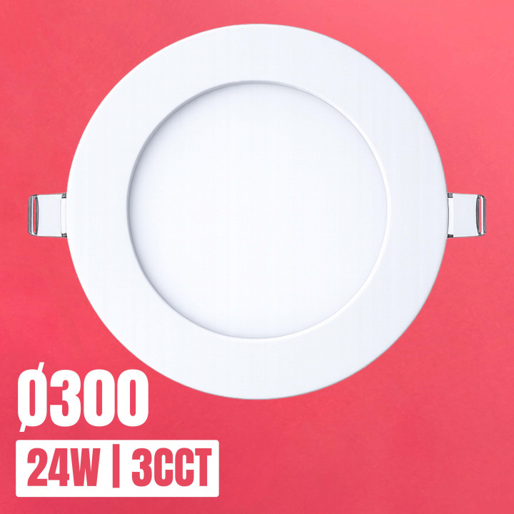 Downlights LED redondo empotrable 24W 3CCT Ø298mm | Canarlight
