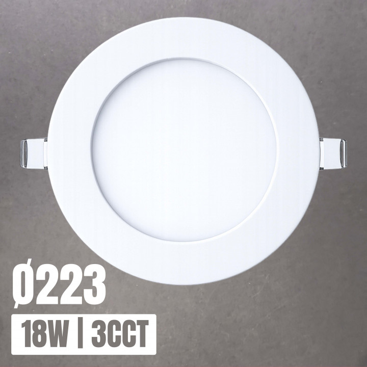 Downlights LED redondo empotrable 18W 3CCT Ø223mm | Canarlight