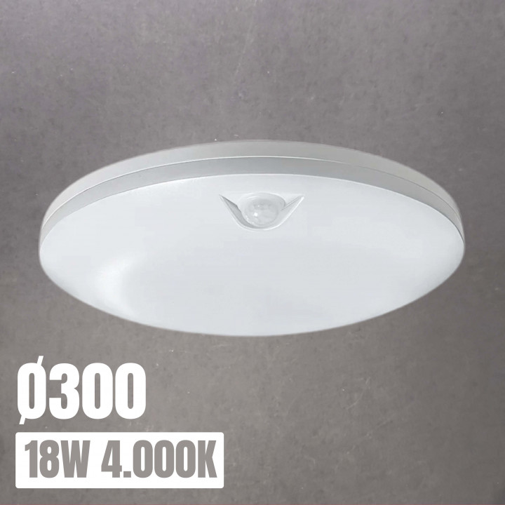 Surface-mounted circular LED ceiling light with PIR sensor 18W IP54 | Canarlight