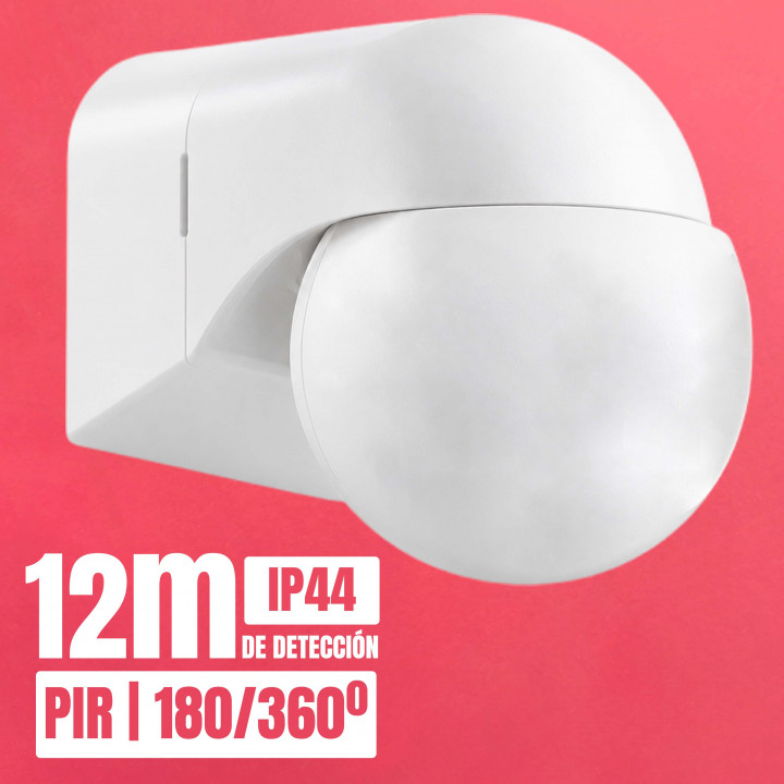 Sensor PIR de movimiento ST11MG 180°/360° IP44 blanco | Canarlight