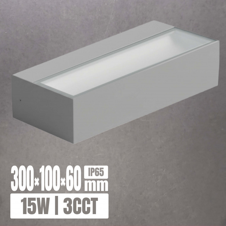 Aplique LED CANNA PRO 15W 3CCT IP65 gris | Canarlight